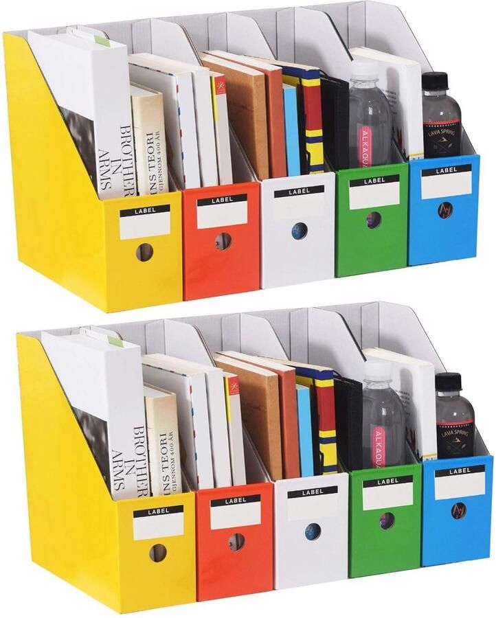 Tijdschriftenrek 10 stuks kraftpapier mappen A4 bureaublad tijdschriftendoos kraftpapier bestanden en mapverdelers bureau organizer voor mappen briefpapier kantoorbenodigdheden geschikt voor school slaapzalen en kantoren 9*26*27cm - Foto 5