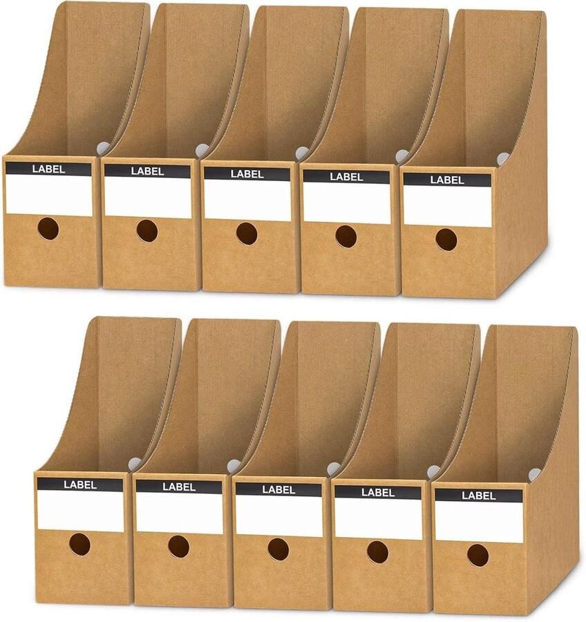 Tijdschriftenrek 10 stuks kraftpapier mappen A4 bureaublad tijdschriftendoos kraftpapier bestanden en mapverdelers bureau organizer voor mappen briefpapier kantoorbenodigdheden geschikt voor school slaapzalen en kantoren 9*26*27cm