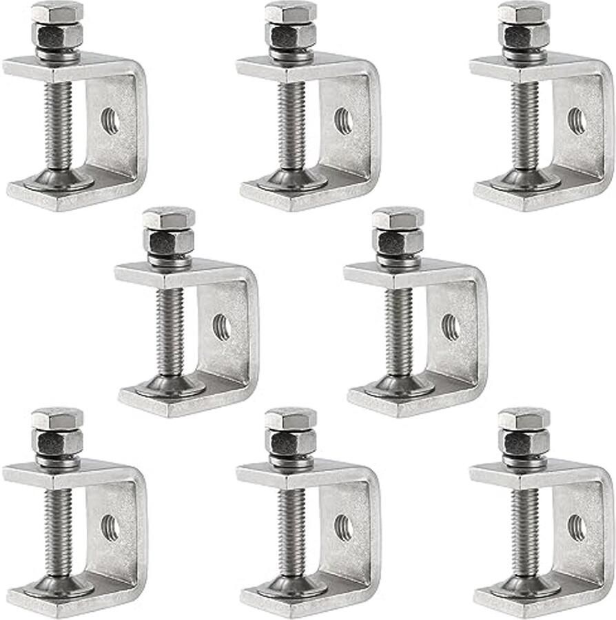 Timmerklemmen 30 mm 8-delige set roestvrijstalen C-klemmen voor bevestigen en klemmen
