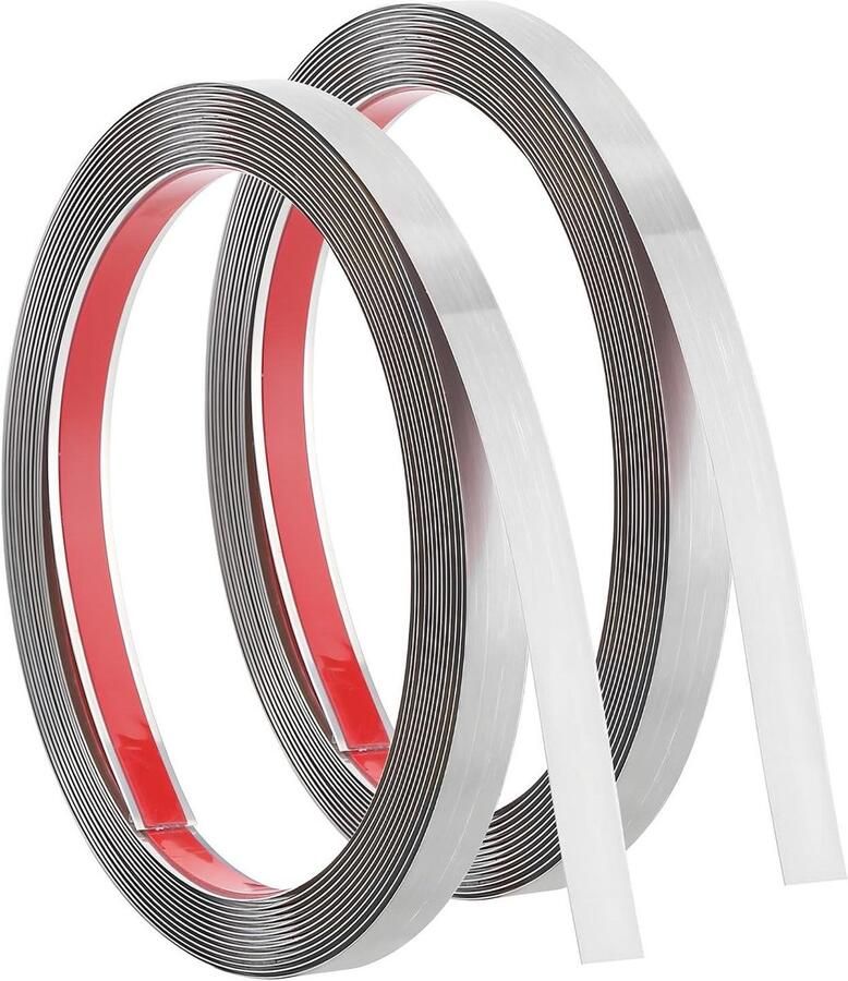 Titel: 2 stuks 5 m x 1 cm flexibele zelfklevende metalen rand met spiegelachtige afwerking voor plafond en muur Doe-het-zelf