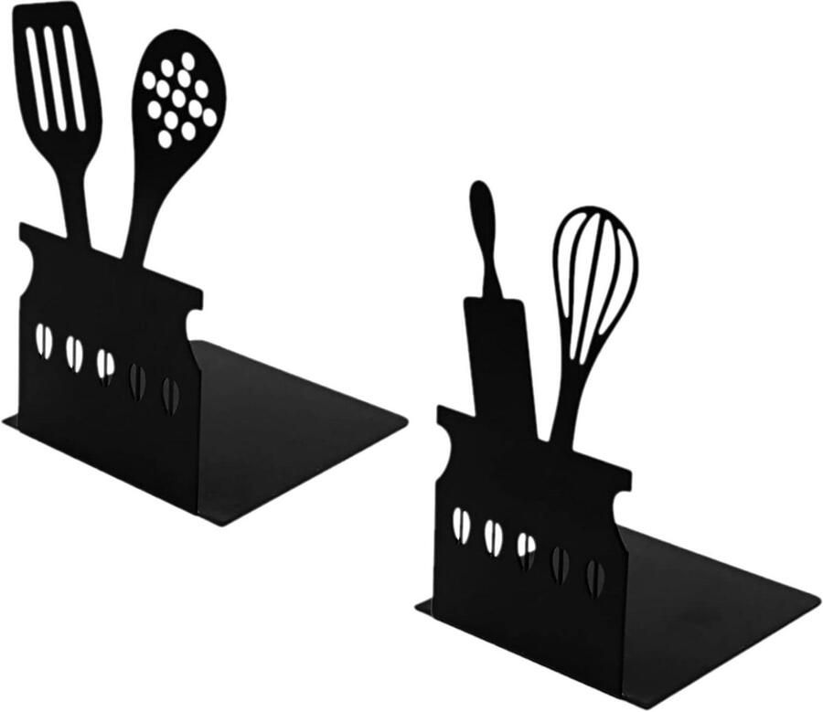 Titel: 2 stuks metalen boekensteunen boekenhouder voor bureau en desktop zwart