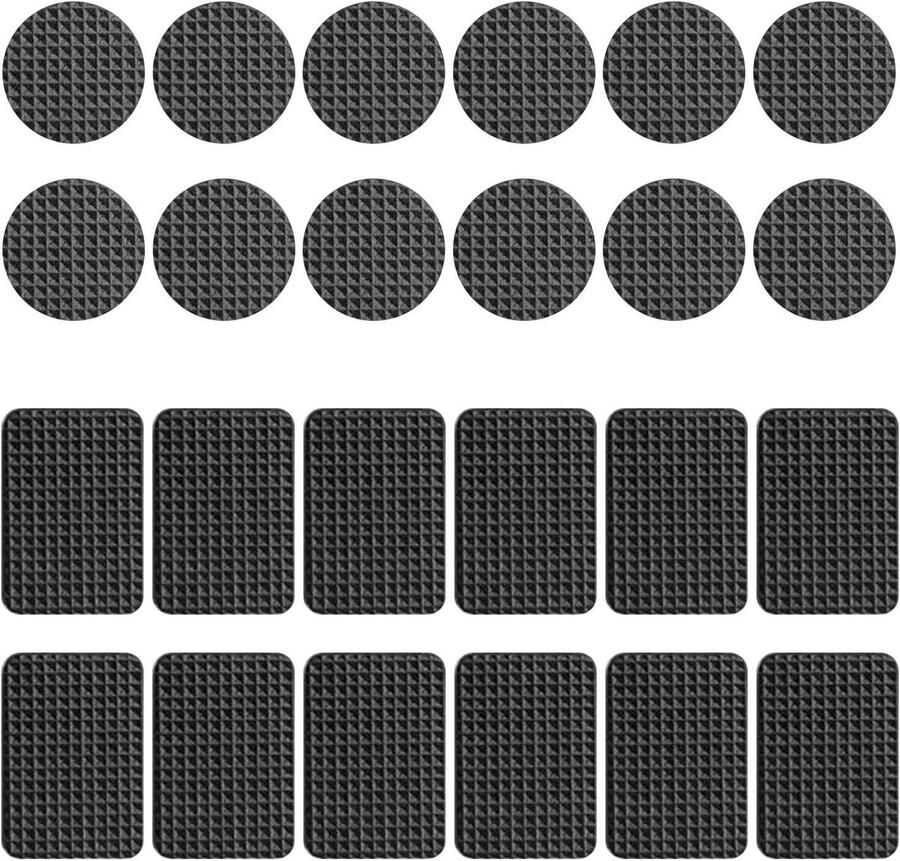 Allecto Plus 24 stuks Antislip Rubberen Doppen Zelfklevende Vloerbeschermers voor Houten Vloeren Tafelpoten Stoel Bed (Zwart)