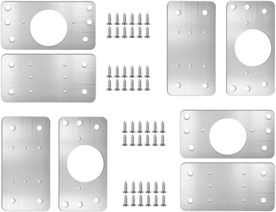Titel: 8-delige roestvrijstalen scharnierreparatieset voor kasten met schroeven