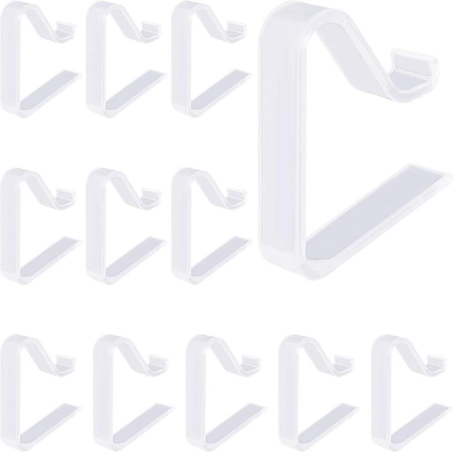 Titel: Allecto Plus Set van 12 tafelkleedklemmen van transparante kunststof voor buiten en binnen Robuuste klemmen voor tafelbladen van 35 tot 5 cm dikte Geschikt voor tuin balkon en evenementen