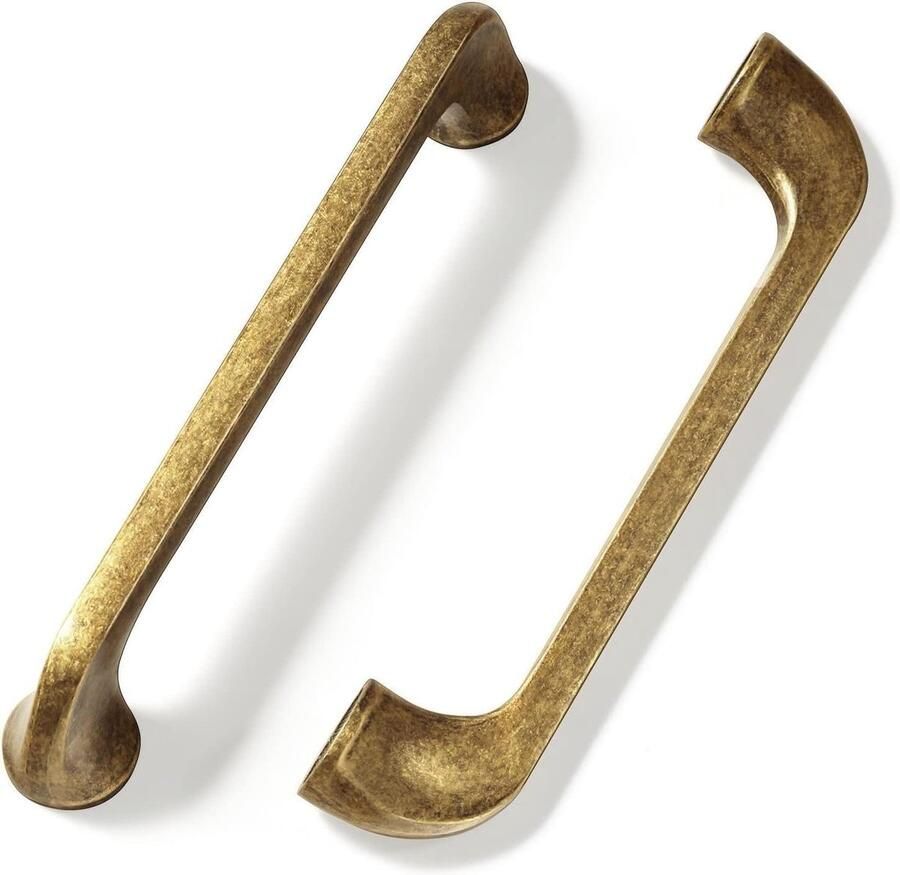 Titel: Allecto Plus Set van 6 vintage kastgrepen 96mm antiek messing handgrepen meubelgrepen ladegrepen Retro stijl voor bronzen keukenkasten met 128mm Gatafstand