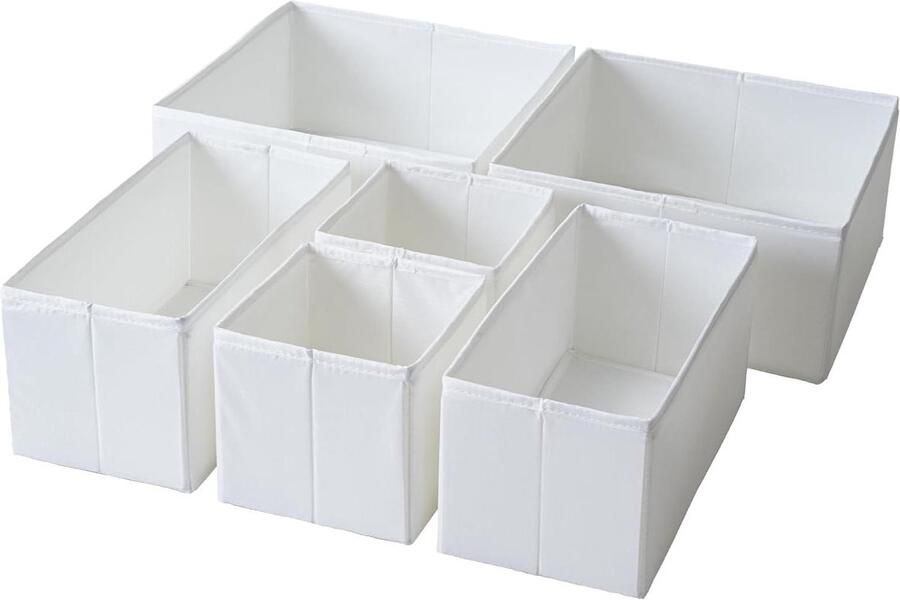 Titel: Durable Fabric Drawer Organisers with Support Shelves Set of 6 White