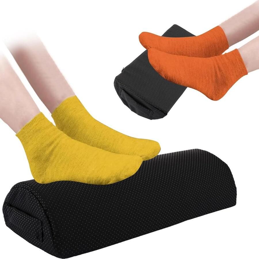 Titel: Ergonomisch voetsteunkussen voor onder het bureau thuiswerken met verlichting van schouder- en rugpijn zwart