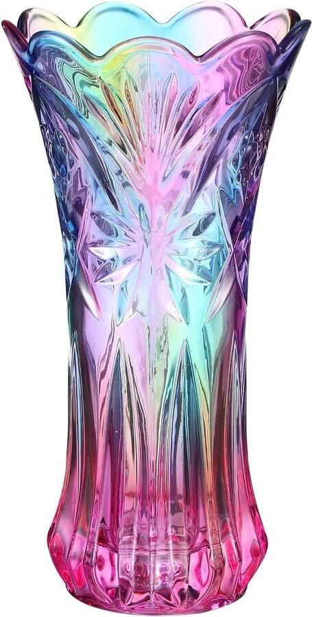 Titel: Kleurrijke Phoenix Tail Shape vaas decoratieve regenboogvaas voor thuis bruiloft eettafel decoratie bloemenplant middenstuk container