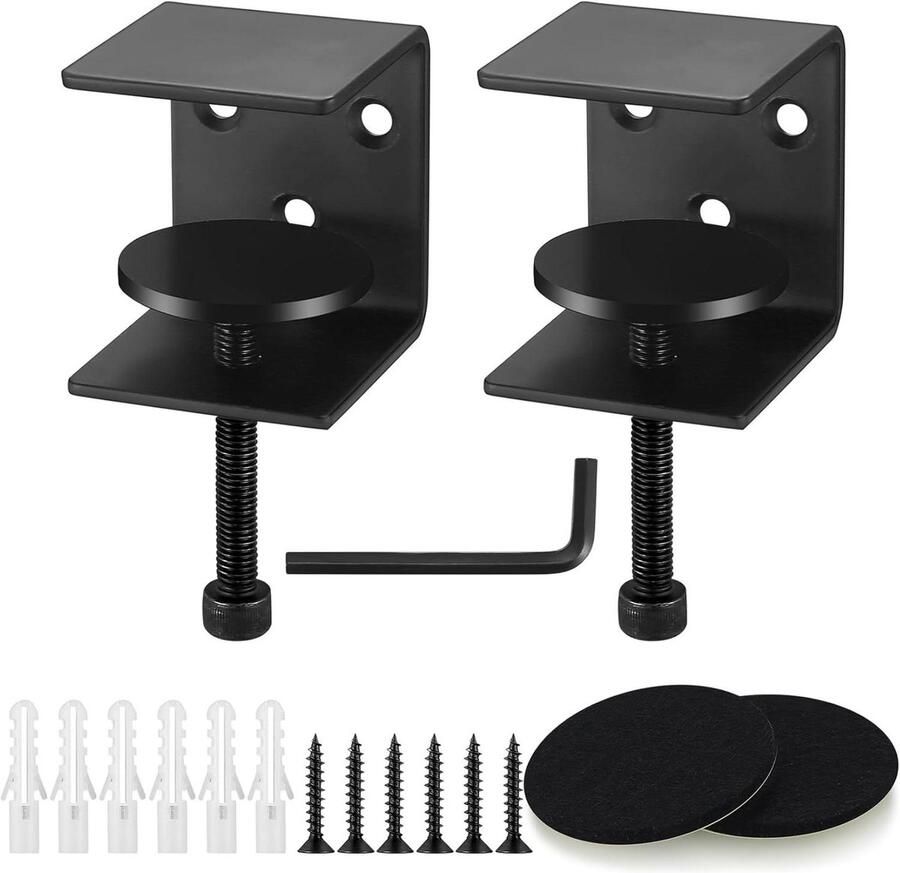 Allecto Premium Verstelbare Plankbeugels (2 stuks) voor Wandplanken Metaal Slaapkamer Keuken Badkamer Plank Organizer Opslagrek Wit Zwart