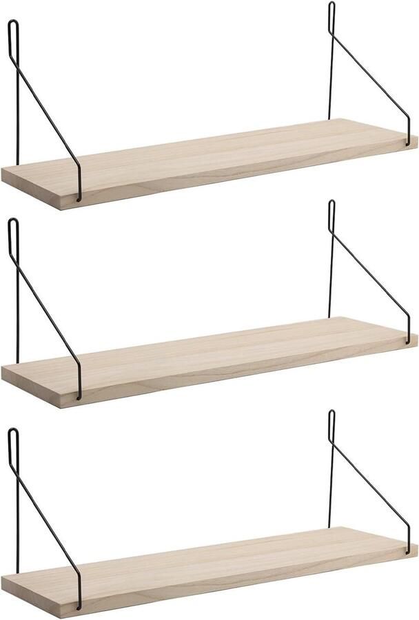 Titel: Set van 3 Zwevende Wandplanken Houten Planken Decoraties Accessoires Displayrek voor Woonkamer Slaapkamer