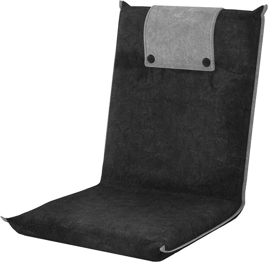 Vloerstoel met rugleuning Easy II zitkussen & outdoor relaxstoel voor meditatie yoga camping of als gamingstoel voor tieners ontspanning donkergrijs