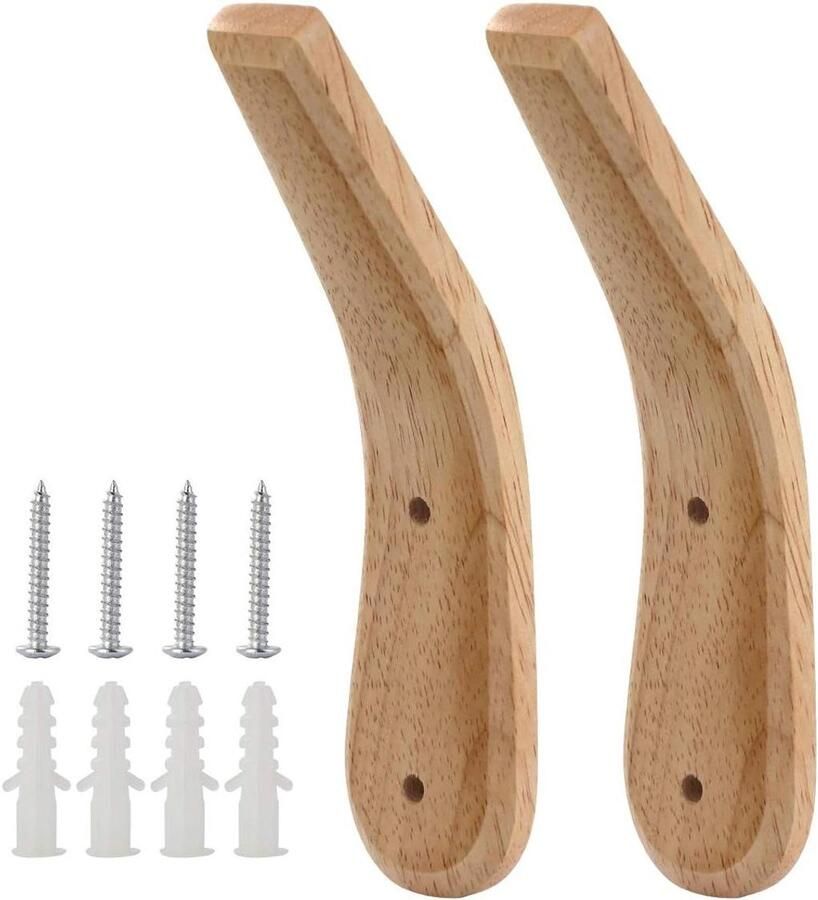Titel:Kapstokhaken wandmontage natuurlijke handgemaakte houten kapstok voor wanddeuren vintage zwaar belastbare organizerhangers perfect voor entree keuken badkamer hal foyer (2 stuks)