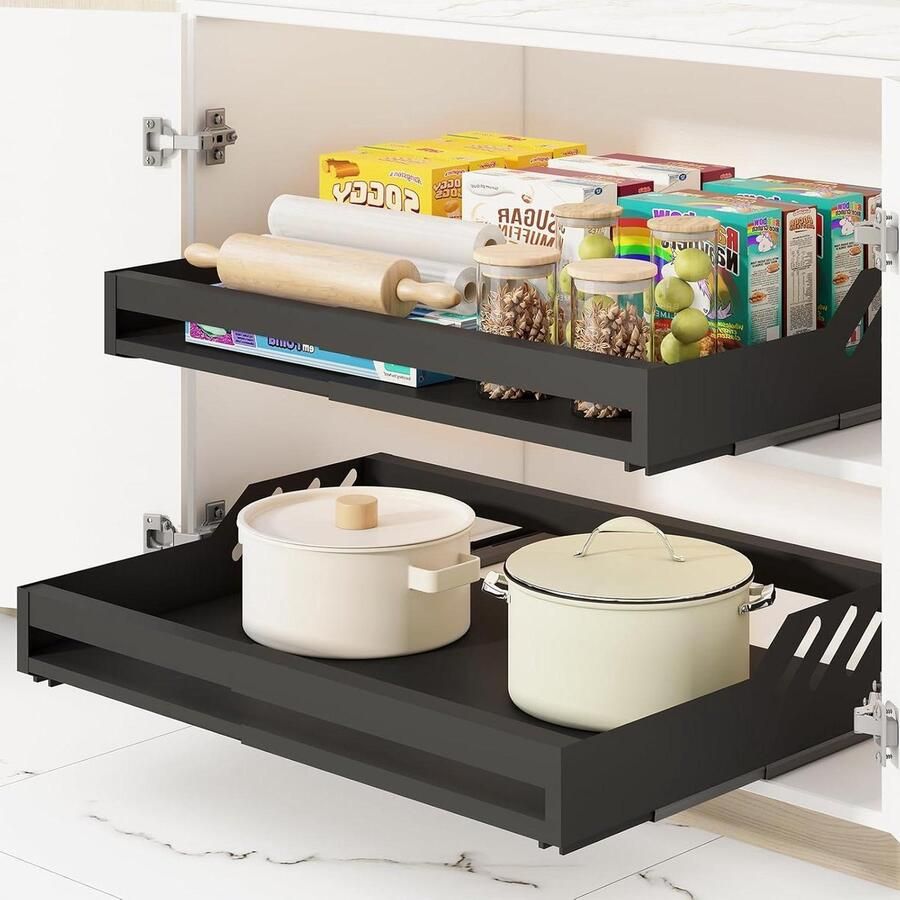 Titel:Telescopische lade-organizer met lijm Uitbreidbaar en verstelbaar (32-54 cm) Zwart