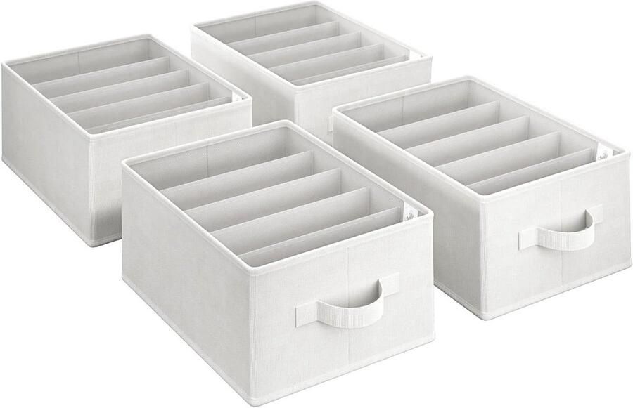Title update: Set van 4 Lade-organizers Opvouwbare Kledingorganizers voor Garderobe Truien Broeken Sweaterbroeken Kast Organizer Wit