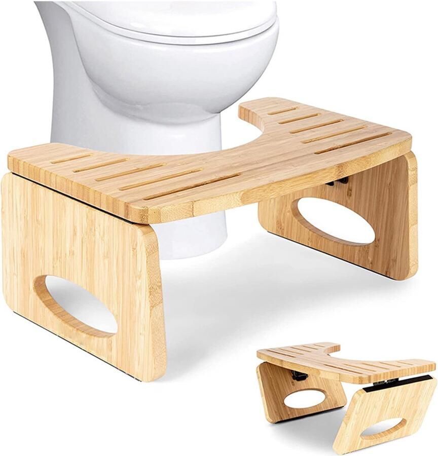 TNBRUA Opvouwbare toiletkruk toilethulpmiddel fysiologische kruk voor volwassenen kinderen toiletkruk bestrijdt aambeien constipatie en winderigheid (hout)