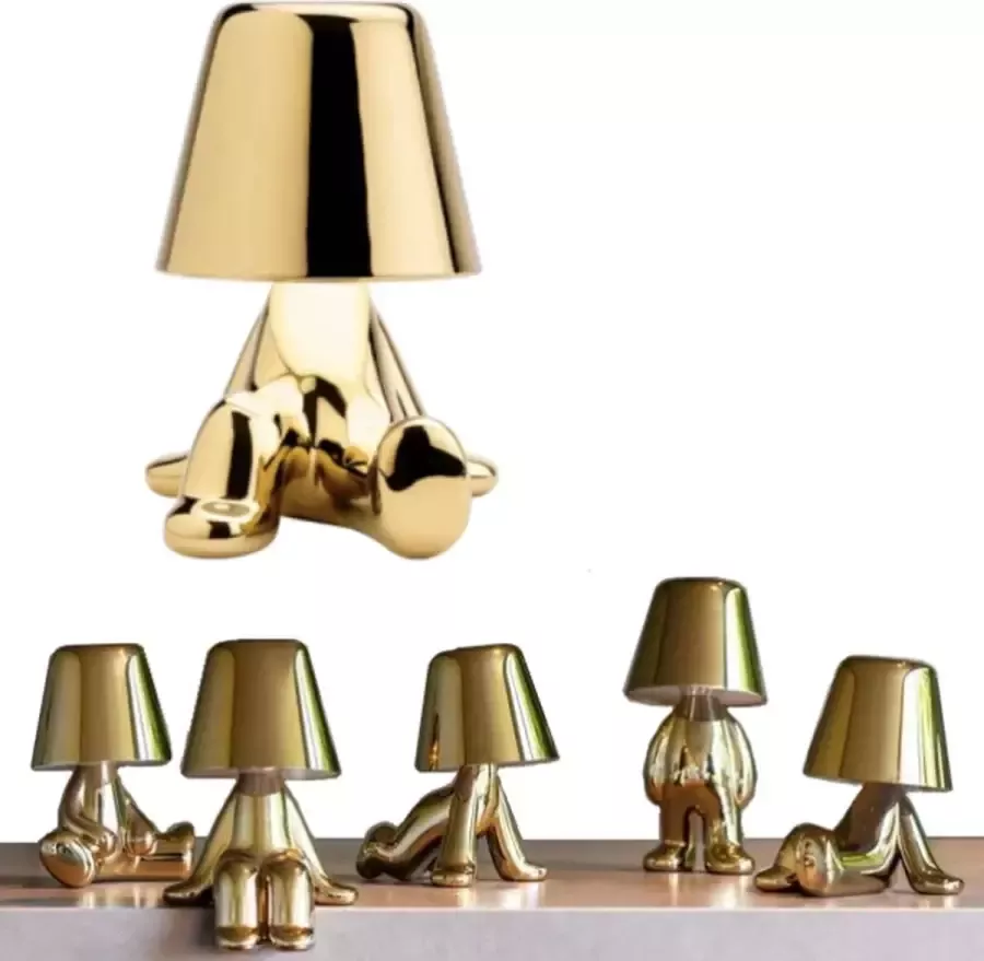 Toby Brother 06 Bureaulamp led dimbaar industrieel goud – lampje woonkamer oplaadbare tafellamp slaapkamer nachtlampje volwassenen – Touch