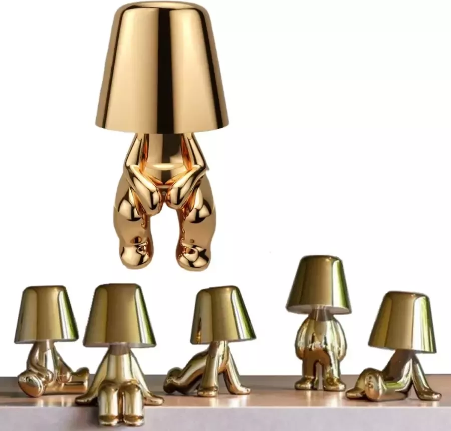 Toby Brother 08 Bureaulamp led dimbaar industrieel goud – lampje woonkamer oplaadbare tafellamp slaapkamer nachtlampje volwassenen – Touch
