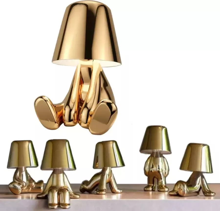 Toby Brother 09 Bureaulamp led dimbaar industrieel goud – lampje woonkamer oplaadbare tafellamp slaapkamer nachtlampje volwassenen – Touch
