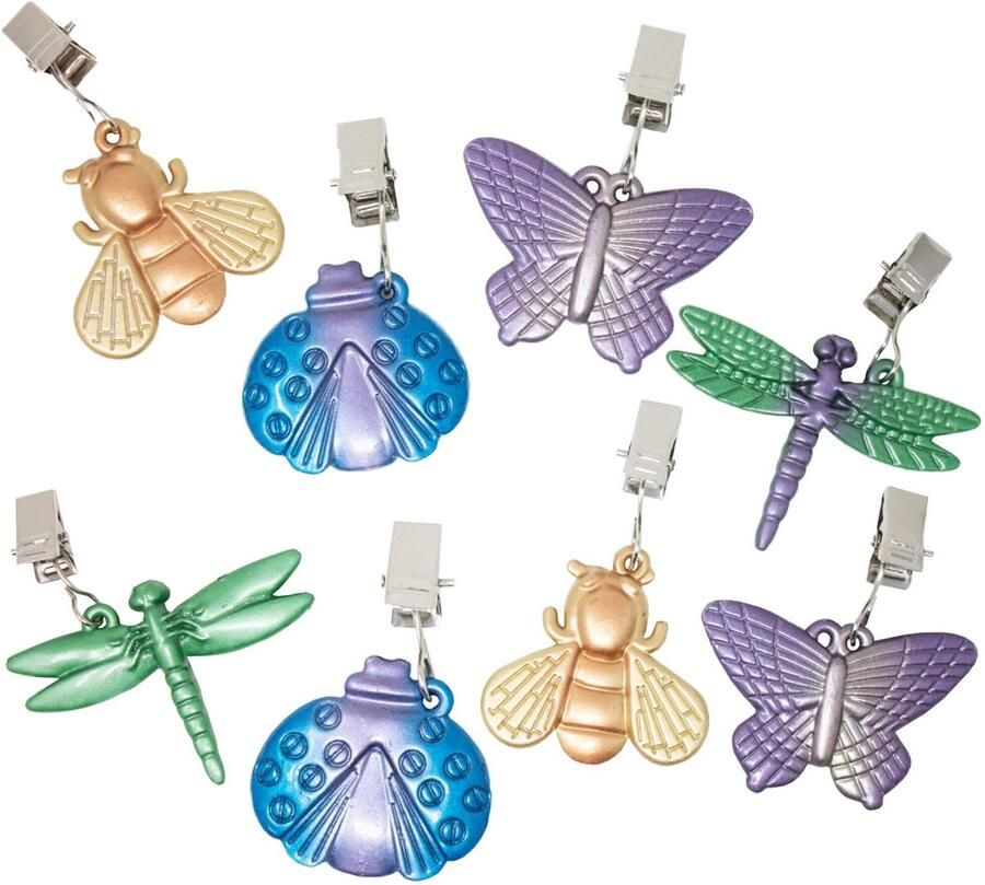 ToCi 8 x Tafelkleedgewichten Vlindermotief – Kleurrijke tafelkleedgewichten met clip – Metalen tafelkleedhouder voor tuin balkon terras en evenementen – 6 5 x 5 cm 40 g gewicht