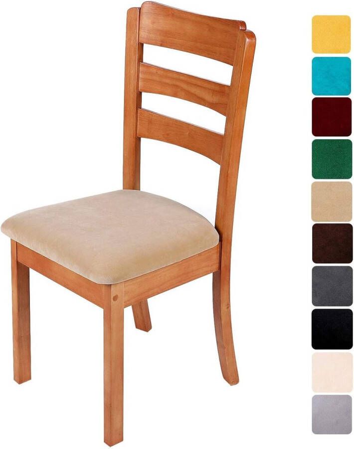 Toelhoes zitting fluweel zachte stoelhoes stretch stoelhoezen voor eetkamerstoelen afwasbaar voor stoelen set van 4 crème