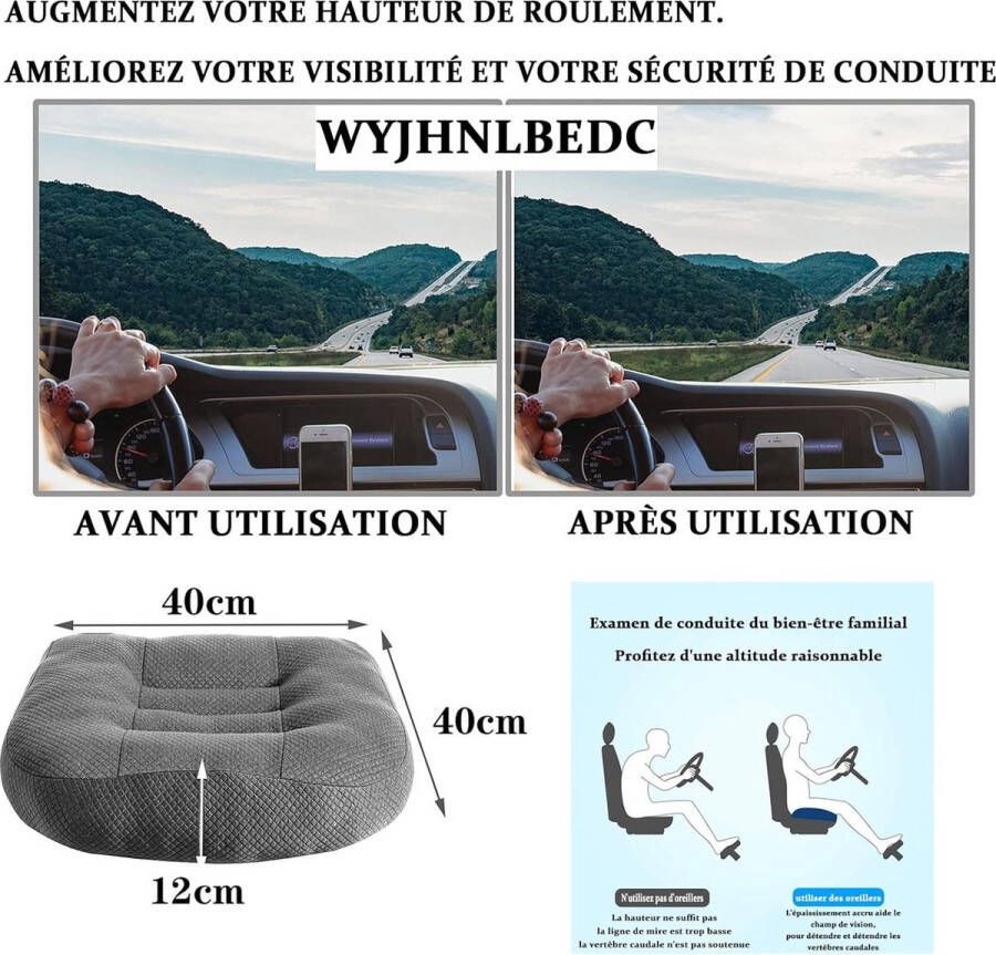 Toelverhoging voor in de auto zitkussen 40 x 40 cm ergonomisch orthopedisch zitkussen voor eettafel bureaustoel rolstoel tuinstoelen bank rugkussen grijs
