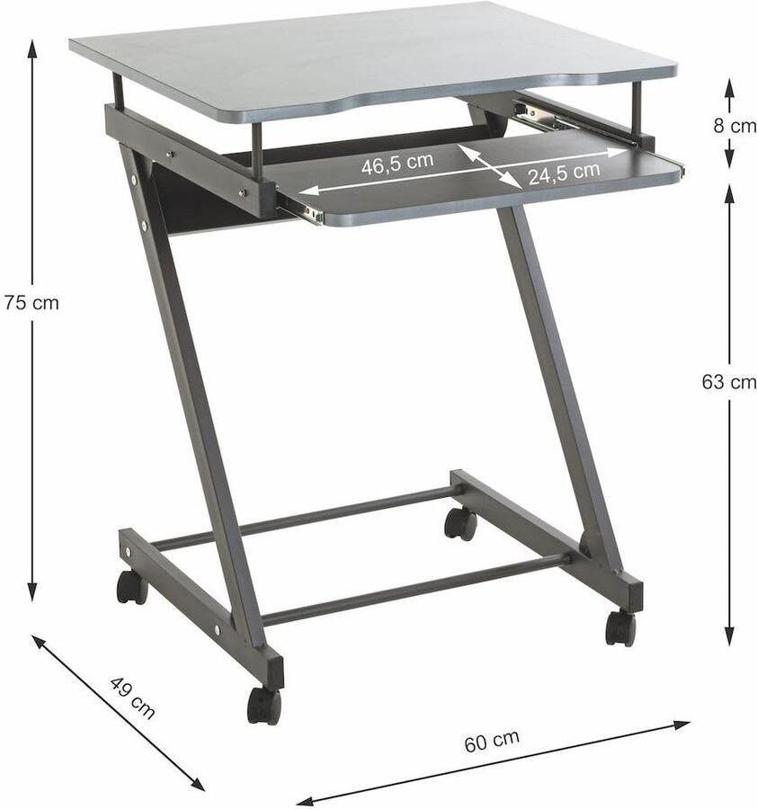 Toetsenbordhouder met Kogelverlenging Antraciet Stalen Buizen