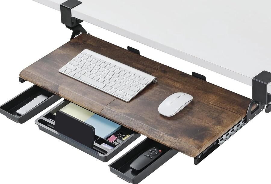 Toetsenbordlade onder bureau verstelbaar 1 stuk wengé 68x30 cm