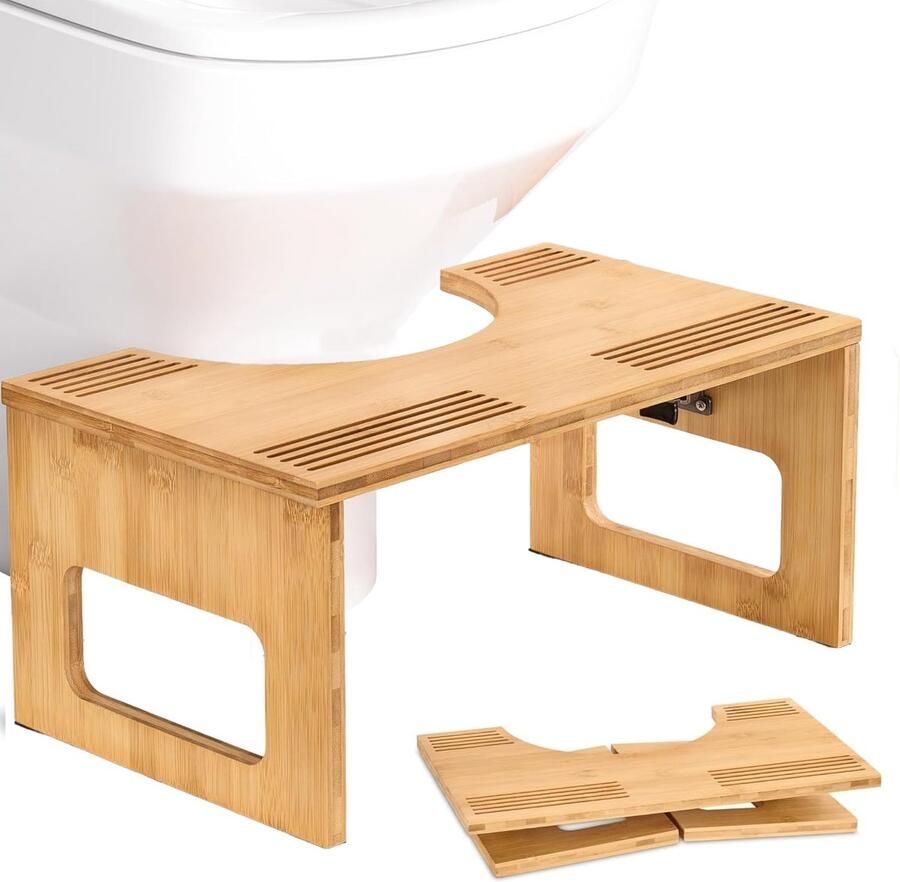 Toiletkruk van bamboe opvouwbare toiletkruk voor volwassenen antislip hurktoiletkruk ergonomische toiletkruk voor in de badkamer toiletkruk voor aambeien constipatie en winderigheid