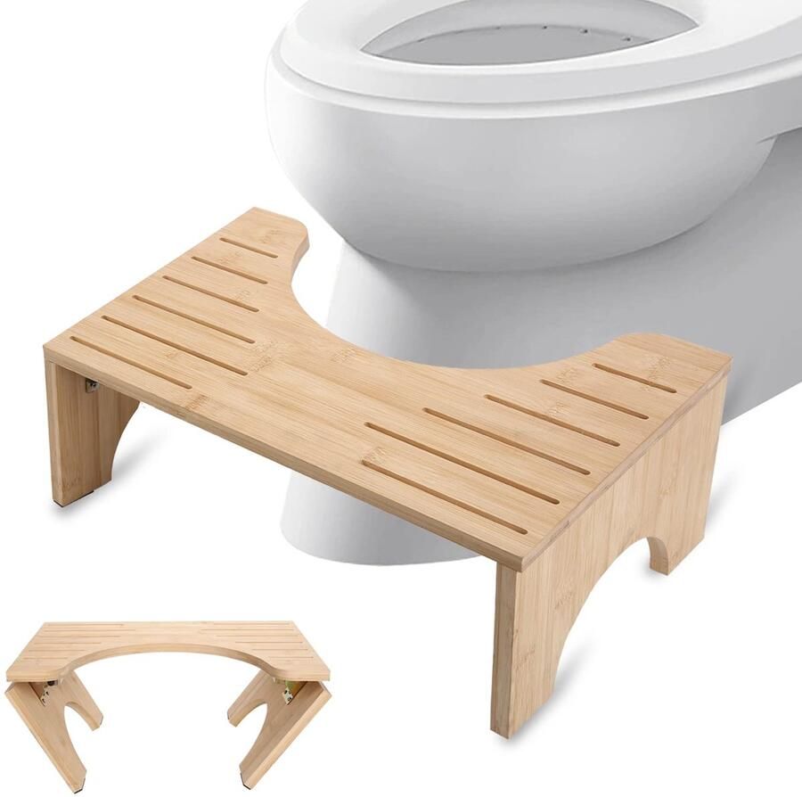 Toiletkruk van bamboe opvouwbare toiletkruk voor volwassenen antislip hurktoiletkruk gezonde en draagbare toiletkruk WC-kruk voor natuurlijke en comfortabele ontlasting