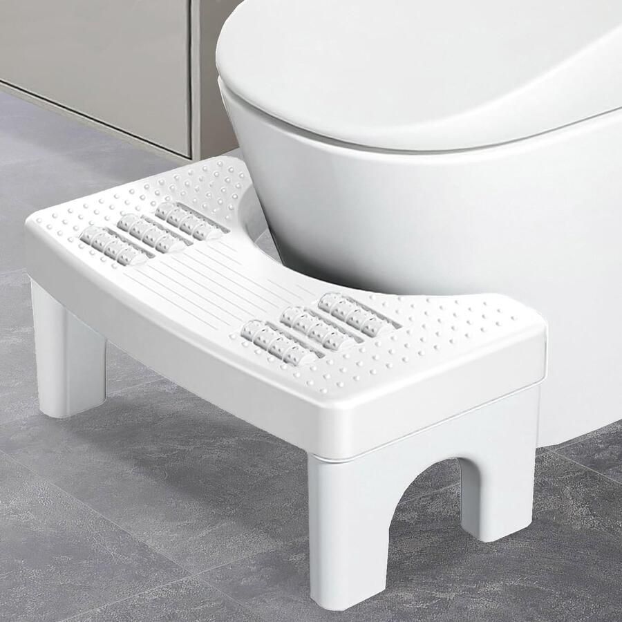 Toiletkruk voor volwassenen massagekruk van kunststof toiletkruk helpt bij aambeien constipatie een opgeblazen gevoel en het prikkelbare darmsyndroom (40 x 21 x 17 cm) (wit)