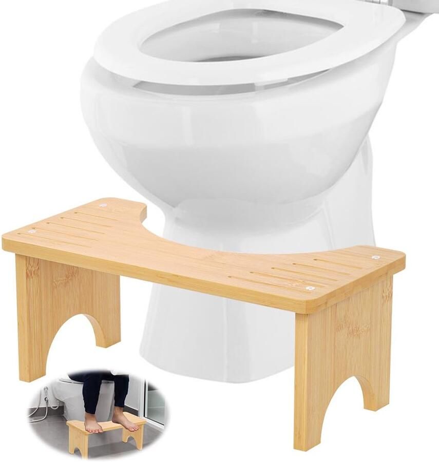 Toiletkruk voor volwassenen toiletkruk van bamboe antislip hurktoilet toiletkruk voor in de badkamer draagbare poepkruk voor constipatie en winderigheid