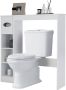 Toiletrek badkamerrek met verstelbare planken badkamerorganizer hout toiletkast vrijstaand bovenbouwkast wasmachinerek (wit) - Thumbnail 2