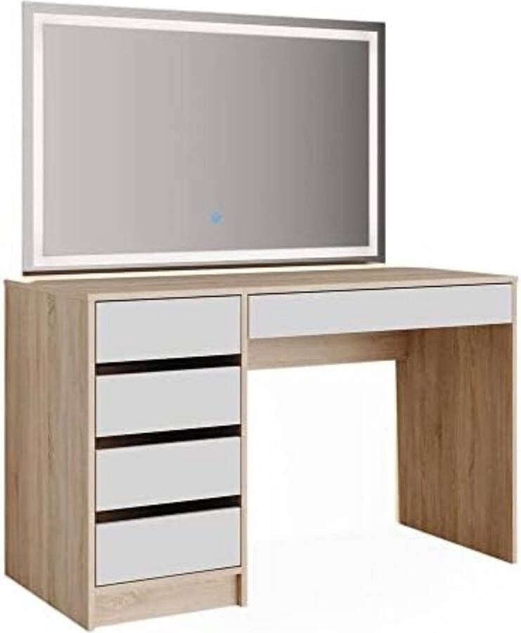 Toilettafel Kaptafel Met Spiegel Make Up Tafel ( Sonoma Wit )