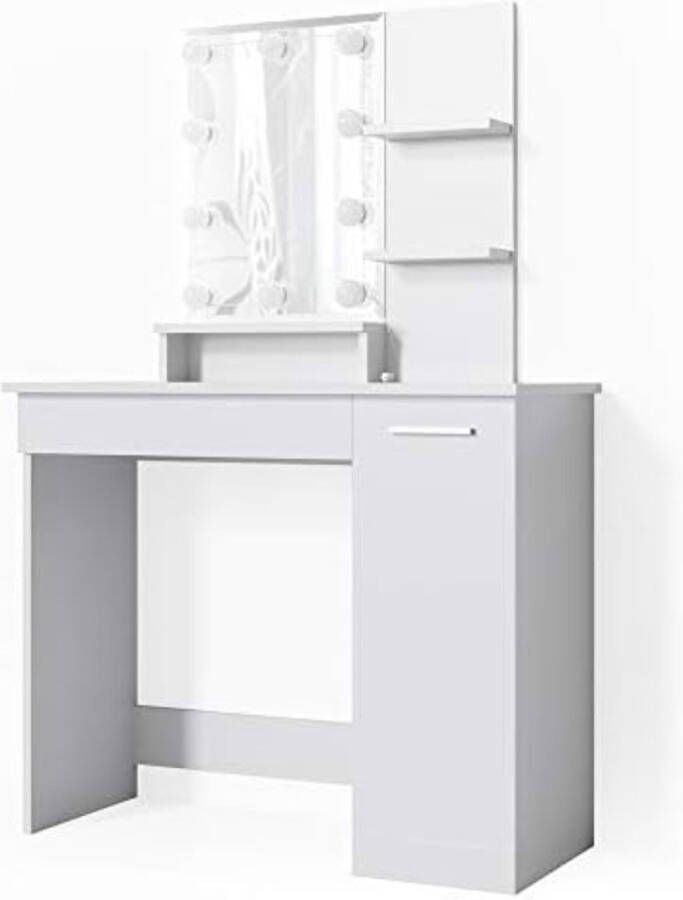 Toilettafel Kaptafel Met Spiegel Make Up Tafel Wit