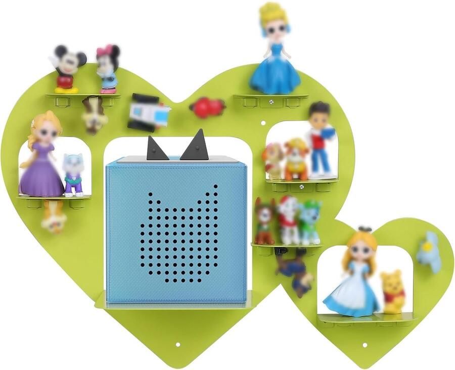Tonie rek voor Toniebox & Tonie-figuren wandrek voor kinderkamer magnetisch metalen rek met hartvorm voor meisjes en jongens accessoires voor Toniebox starterset groen