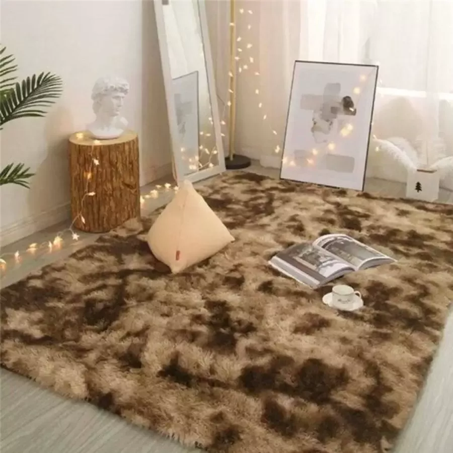 Tooxy Zacht Fluffy Vloerkleed Hoogpolig Tapijt Tapijten Kinderkamer Pluche Wasbaar 120x160cm Panterprint