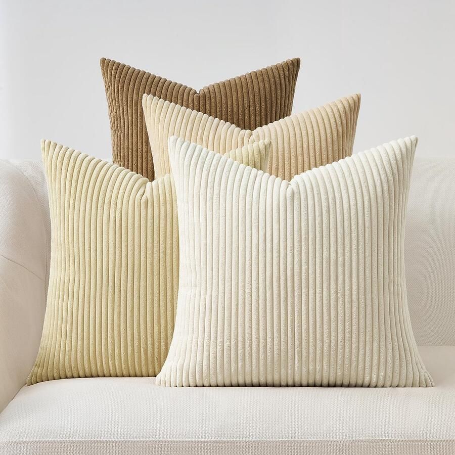 Topfinel 60x60 kussenhoes beige set van 4 corduroy kussenhoezen kussenhoes decoratieve kussenhoes bankkussen decoratieve kussendecoratie voor bank slaapkamer woonkamer balkon kinderen pluizig kleurverloop