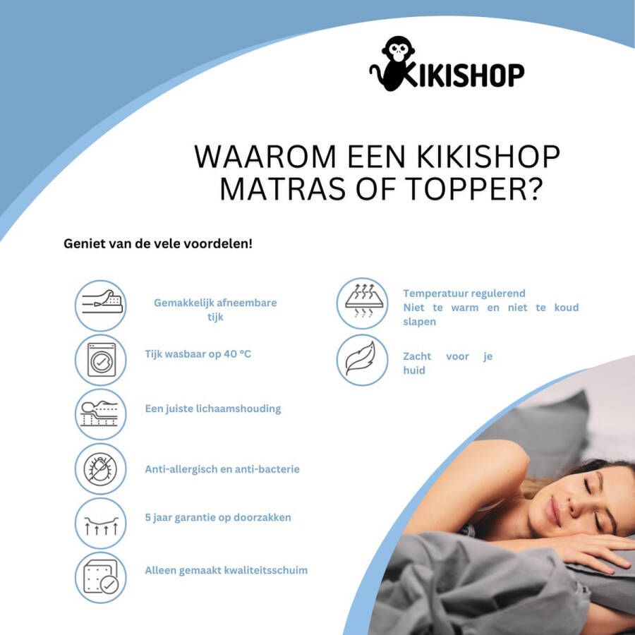 Kikishop Topdek Matras Topper 3D HR45 Koudschuim-HYBRID 120x200 +- 11cm dik-anti allergisch hoes