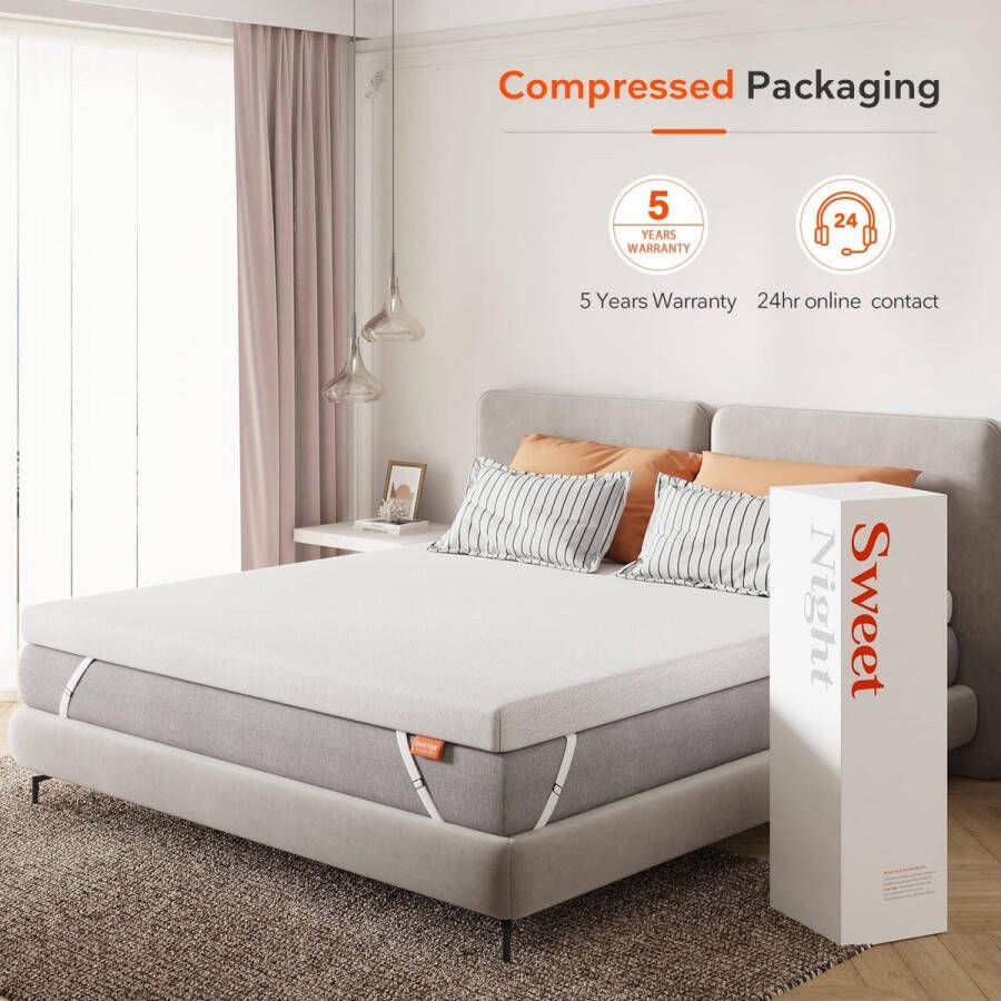 Topper 90x200cm matrastopper Visco-elastisch matraskussen gel schuim matras topper 90x200