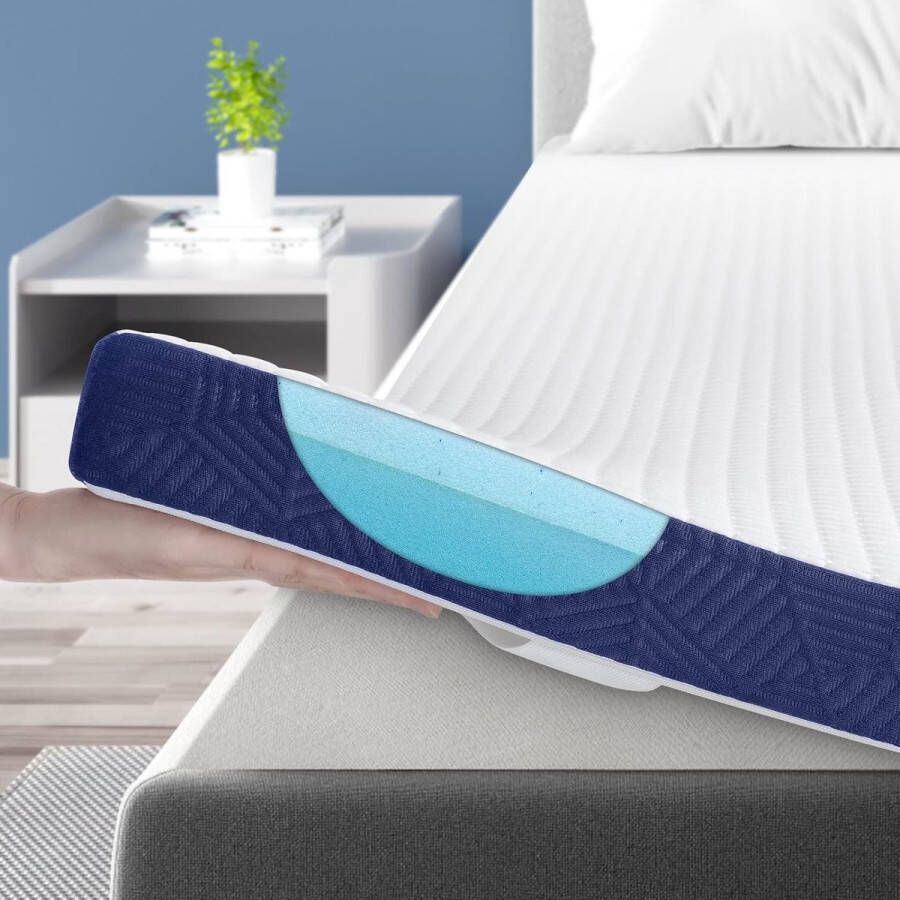 Topper van traagschuim 90 x 200 cm 7 5 cm hoogte H2 H3 matrastopper met afneembare overtrek voor matras boxspringbed slaapbank