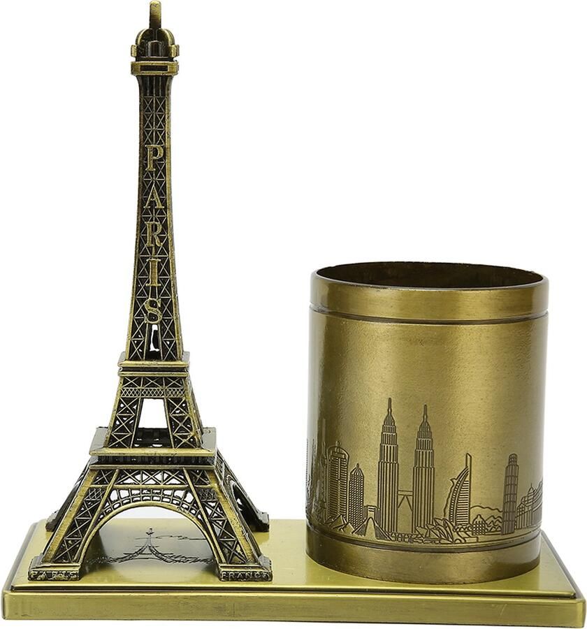 Toren Beeld Penhouder Metalen Vintage Decoratief Ornament Bureau Pencontainer Voor Slaapkamer Studiekamer en Kantoor