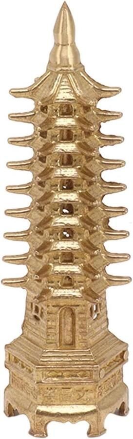 Toren standbeeld 9 mini pagode messing woondecoratie Feng Shui ornament voor bureau met Allecto Plus