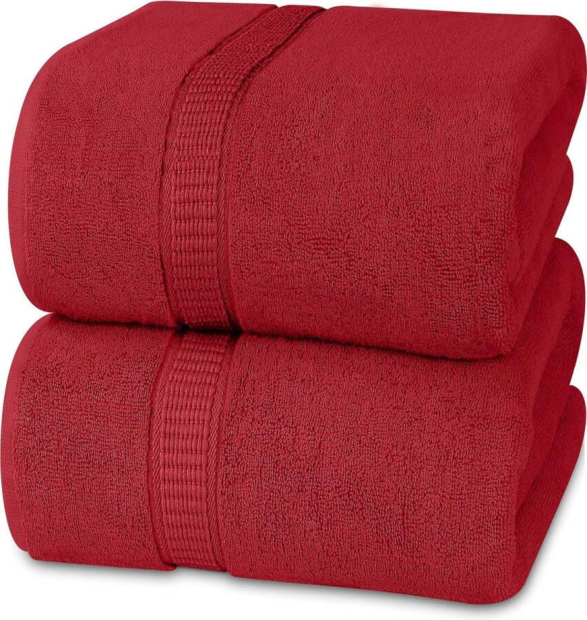 Towels Premium Jumbo Badlaken (90 x 180 cm) 2 Pak 100% Ringgesponnen Katoen Zeer Absorberend en Snel Droog Extra Grote Badhanddoek Superzachte hotelkwaliteit Handdoek (WijnRood)