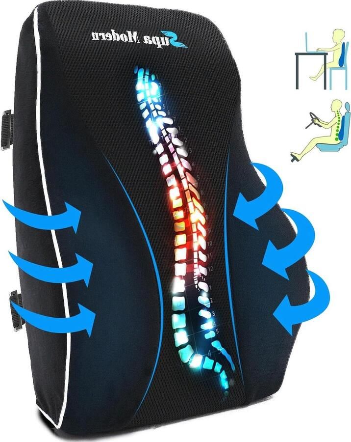 Traagschuim lumbaal steunkussen voor bureaustoel ademende lendensteunhoes verstelbare riemen