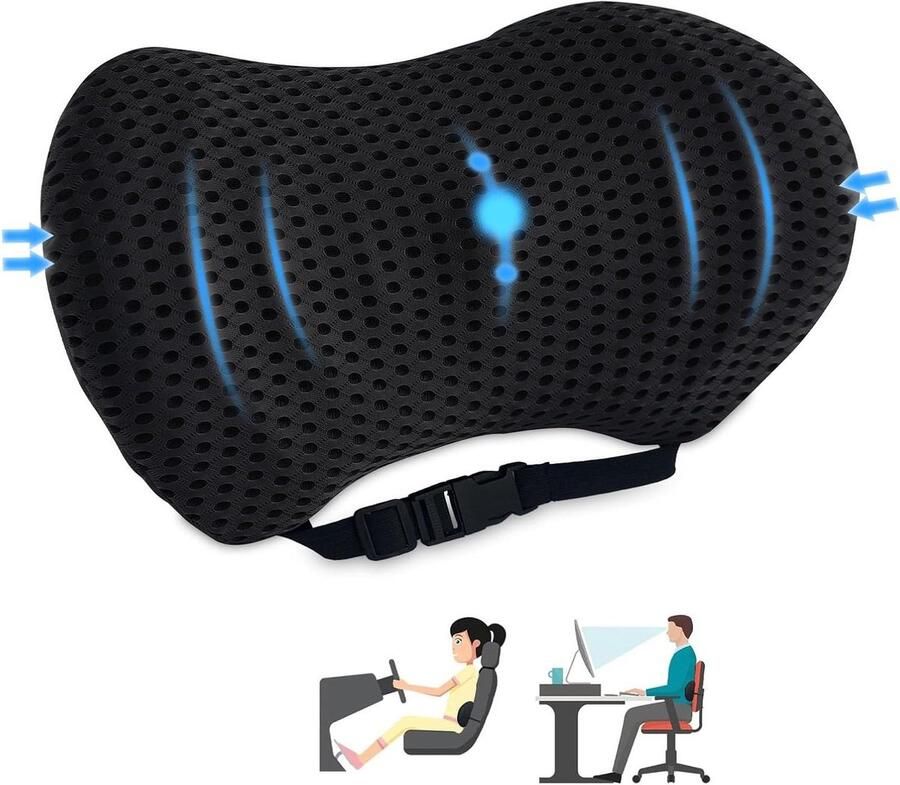Traagschuim lumbale kussen verstelbare riem ergonomisch voor bureaustoel en autostoel