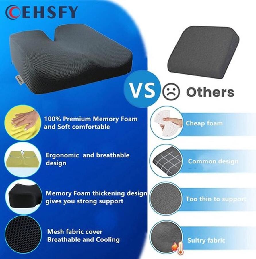 Traagschuim Zitkussen Stuitbeen Pad Verbreed voor Sterke Ondersteuning en Comfort Geschikt voor Stoelen en Rolstoelen