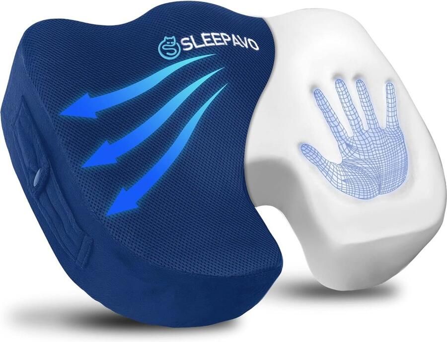 Traagschuim Zitkussen voor Bureaustoel Ergonomisch Kussen voor Rug- en Stuitbeenpijnverlichting Ondersteuning voor Lendenen in Auto Vliegtuig en Kantoor