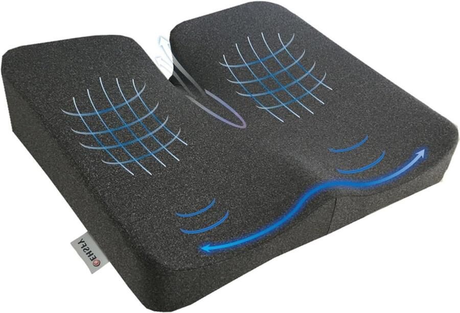 Traagschuim Zitkussen voor Bureaustoelen Drukontlastende Pads Comfort Stuitbeenkussen voor Stoelen Autostoelen Rolstoel (Grijs)