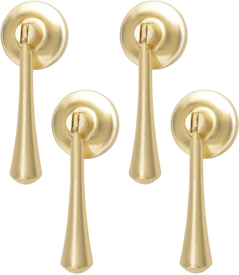 Traanvormige handgrepen massief geborsteld goud 4 stuks zinklegering