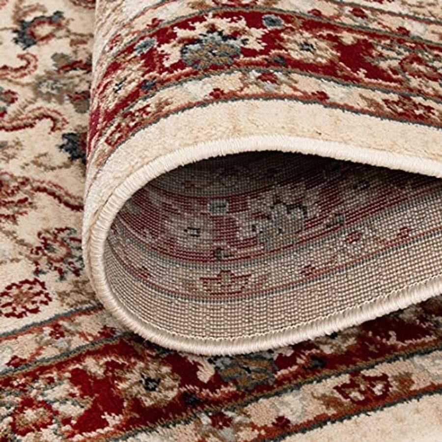 Traditioneel Vloerkleed met Bloemenpatroon Oriëntaals Tapijt voor Woonkamer en Slaapkamer OEKO-TEX 80x300 cm Rood Crème